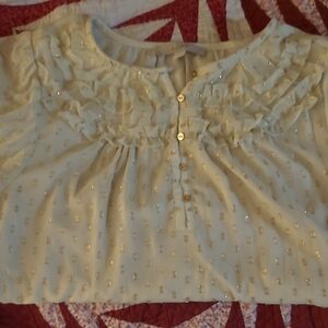 Elegant Cream Women Top with Gold Accents Loft